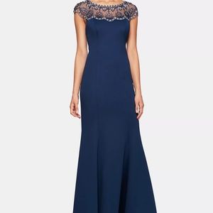 Alex Evening Embellished Illusion Gown